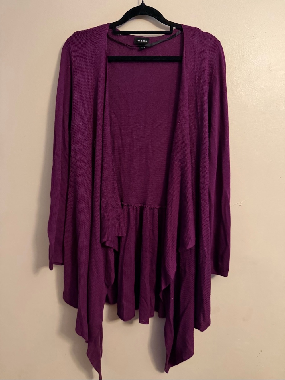 torrid Plum Open-Front Waterfall Cardigan